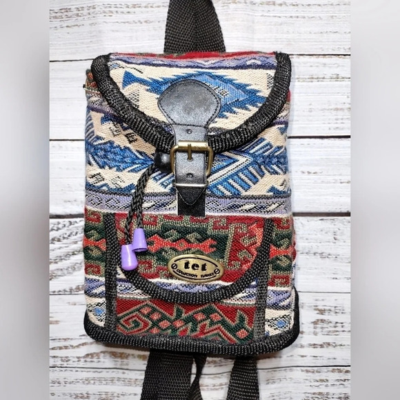 Tet Mini Backpack Aztec Tribal Print Granola Hiking Outdoors Adventure - Picture 6 of 6